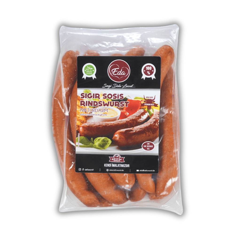 Halal Rindswurst Naturdarm Grillwurst mild