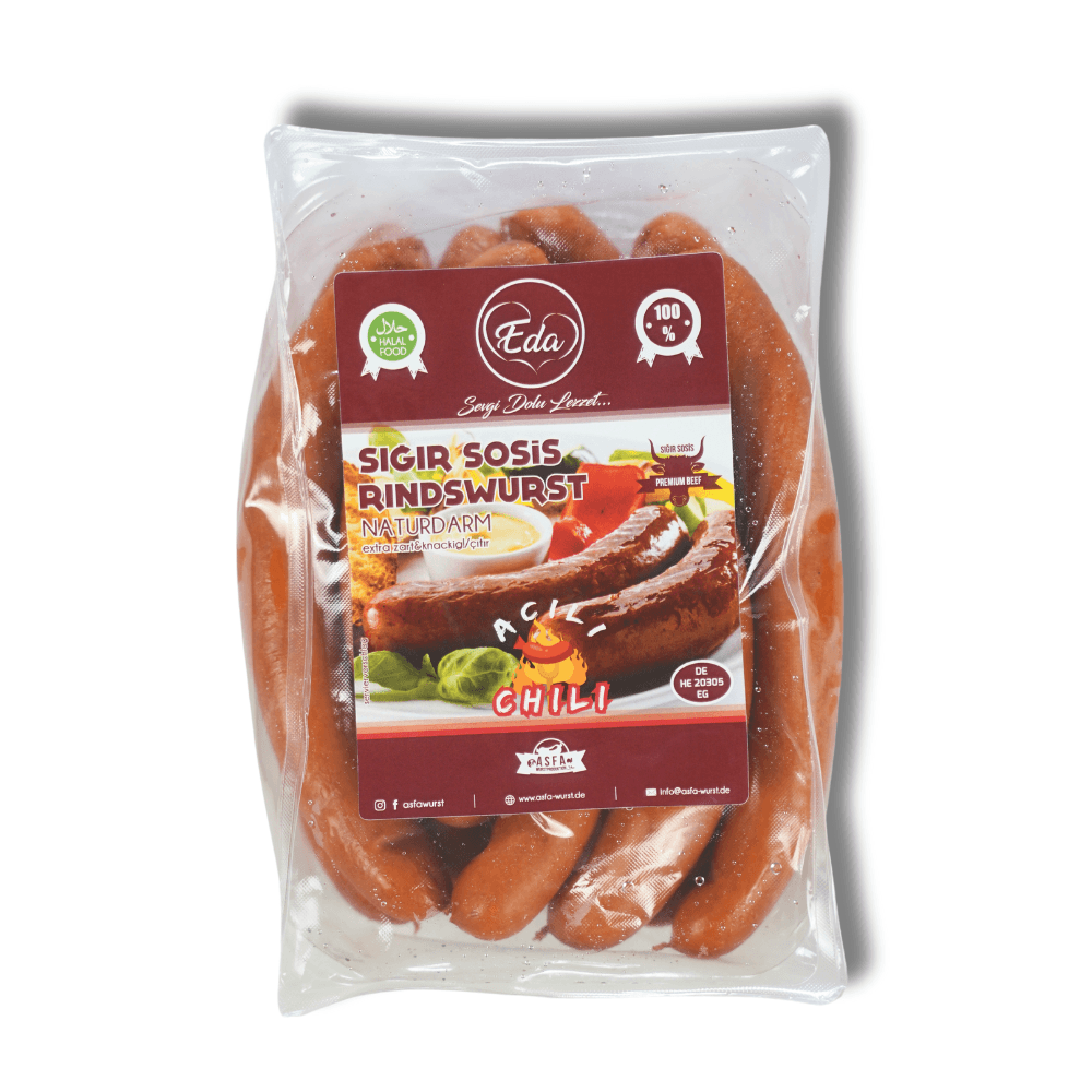 Halal Rindswurst Naturdarm Grillwurst scharf