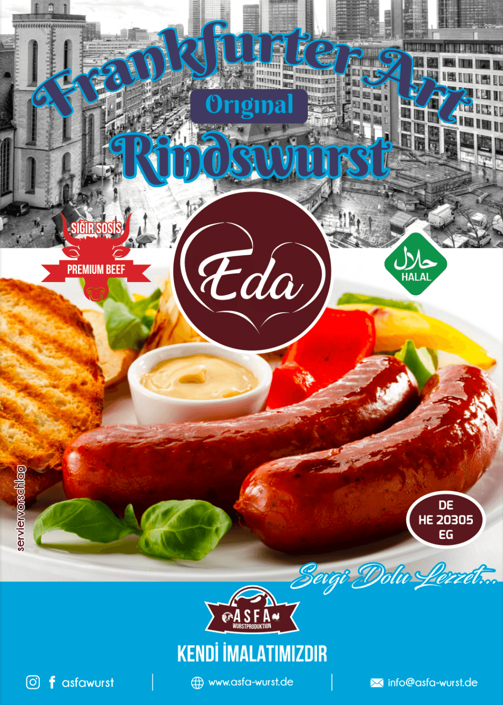 Rindswurst Frankfurter Art - Halal Grillwurst